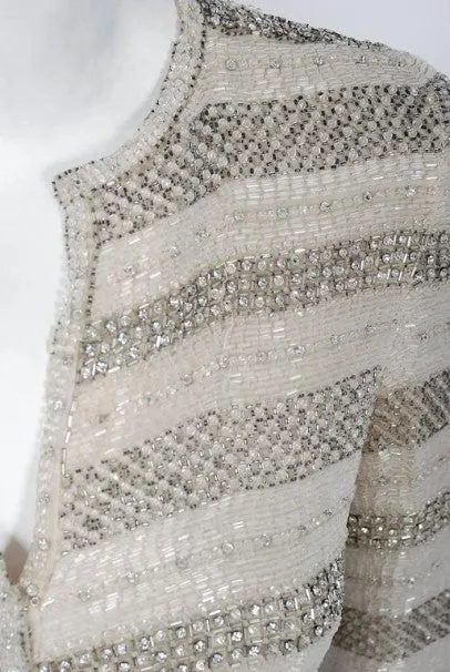1976 Chanel Haute-Couture Rare Beaded Lesage Silk Jacket & Pleated Dress Skirt