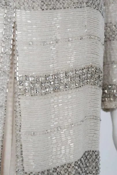 1976 Chanel Haute-Couture Rare Beaded Lesage Silk Jacket & Pleated Dress Skirt