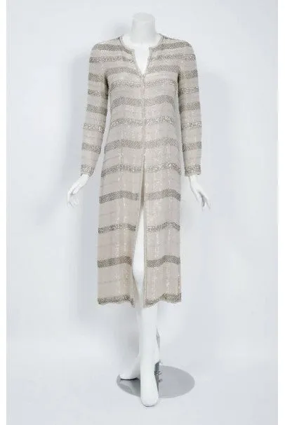 1976 Chanel Haute-Couture Rare Beaded Lesage Silk Jacket & Pleated Dress Skirt