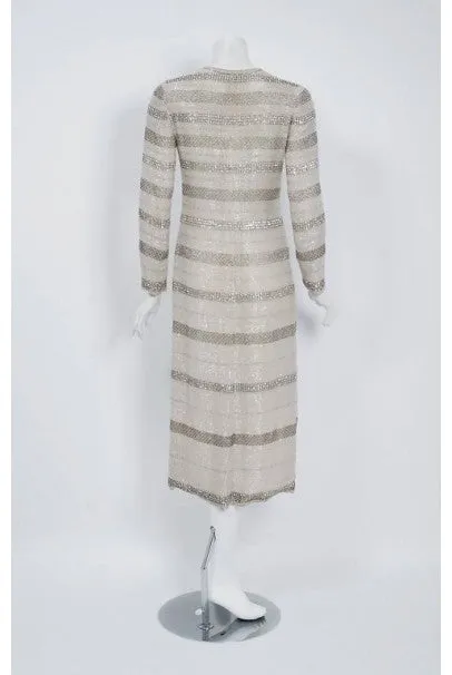 1976 Chanel Haute-Couture Rare Beaded Lesage Silk Jacket & Pleated Dress Skirt