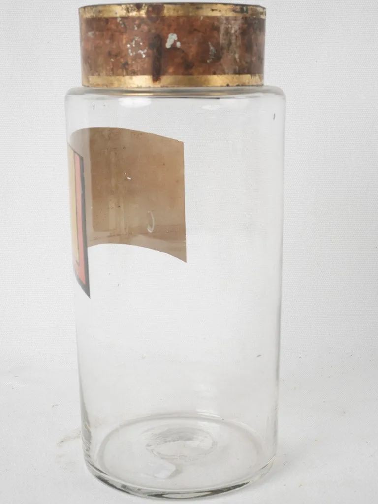 19th-century glass apothecary jar "Pimpinella Anisum" - 10¾"