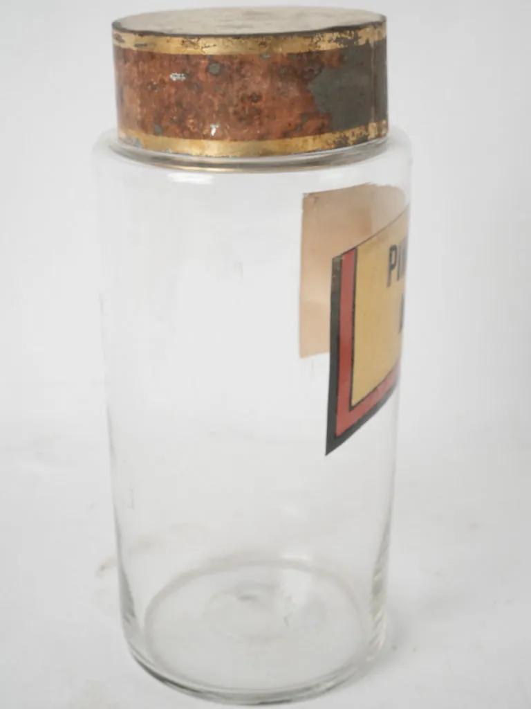 19th-century glass apothecary jar "Pimpinella Anisum" - 10¾"