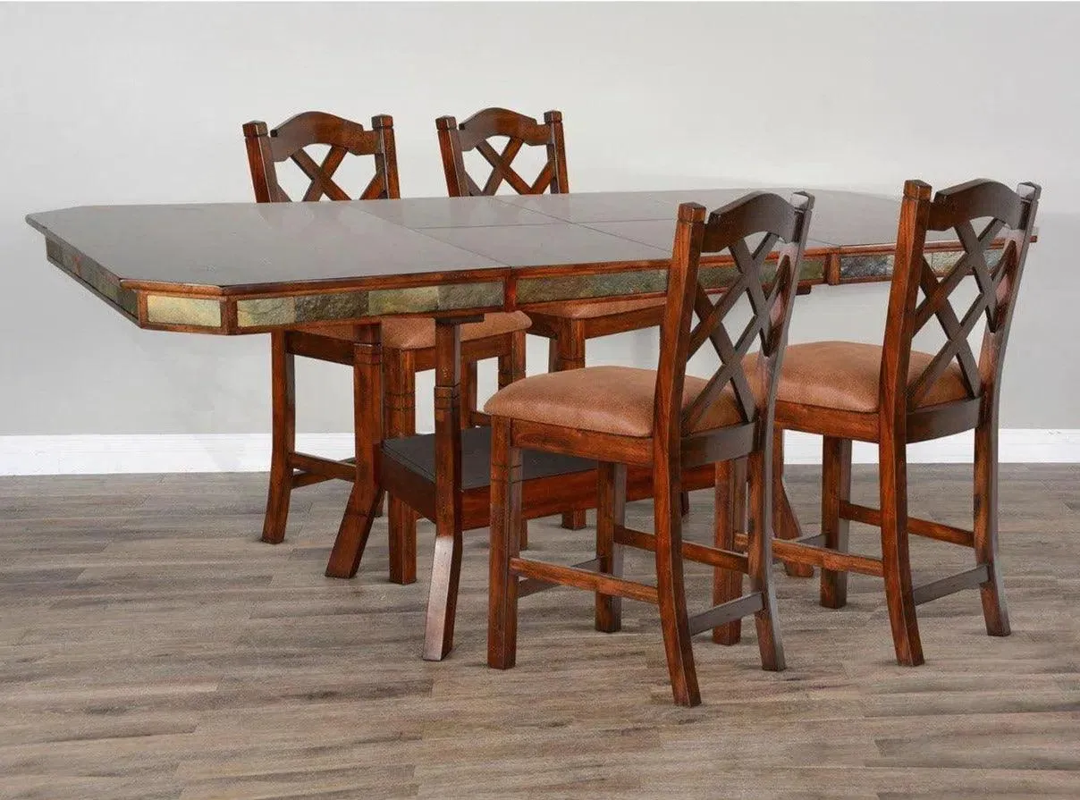 24" Crossback Solid Wood Counter Height Barstool in Dark Brown (Set of 2)
