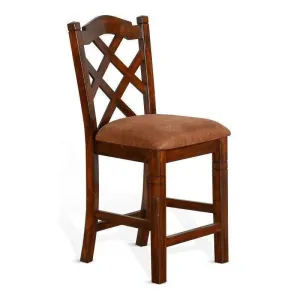 24" Crossback Solid Wood Counter Height Barstool in Dark Brown (Set of 2)