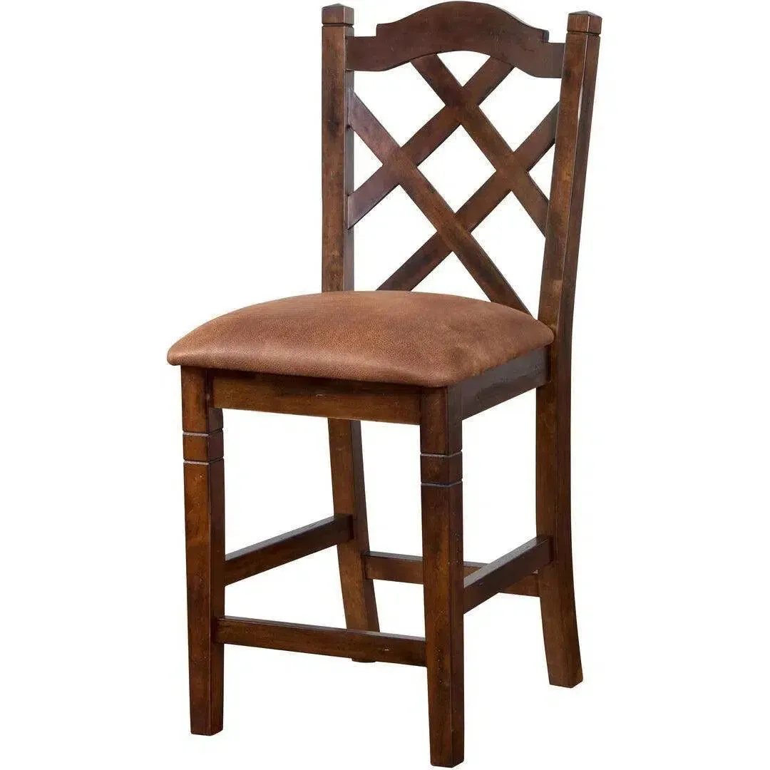 24" Crossback Solid Wood Counter Height Barstool in Dark Brown (Set of 2)