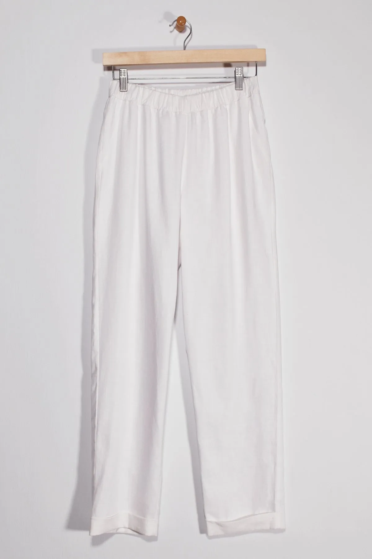 40" Straight-Leg Cuffed Linen Pant
