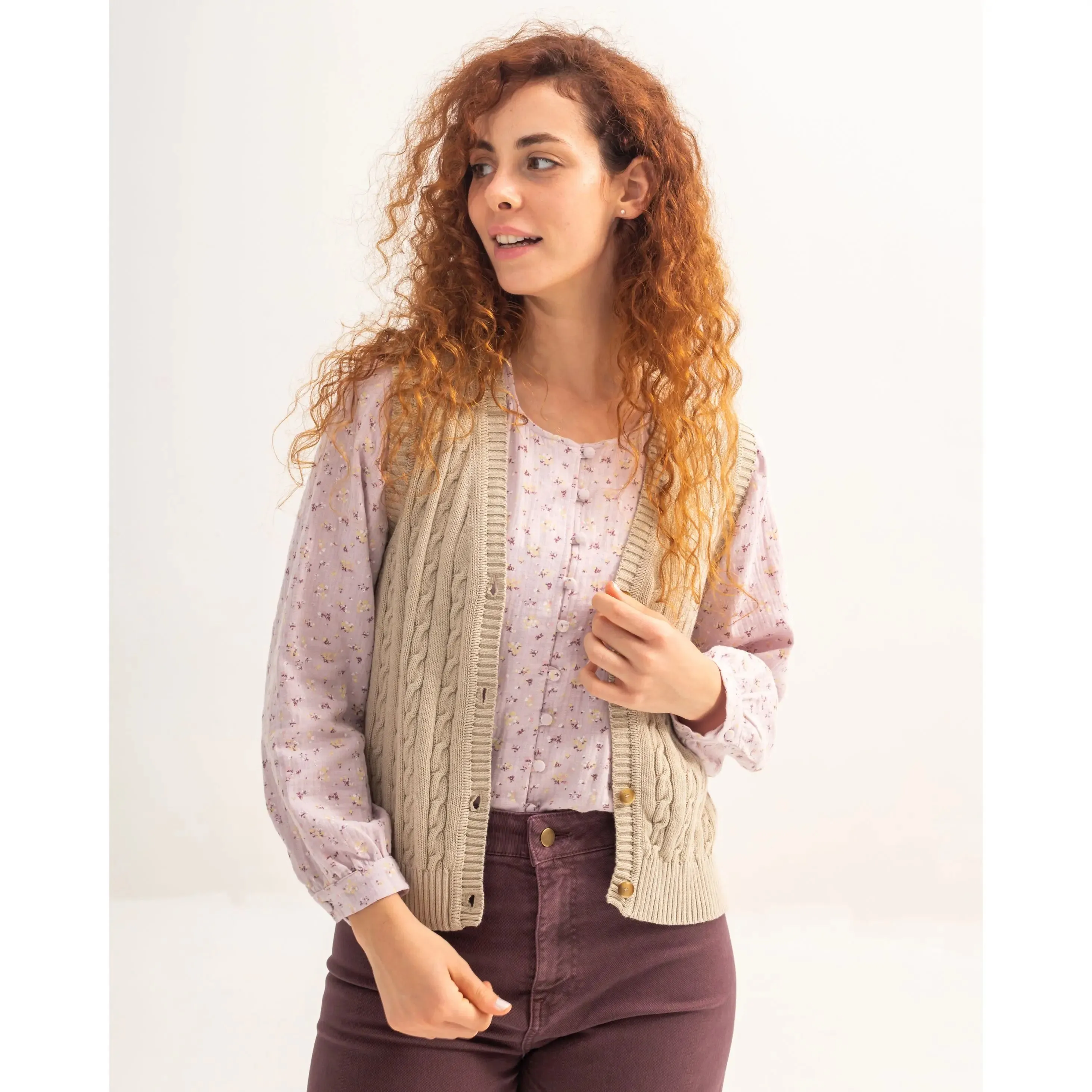 Alena Knitted Vest Beige