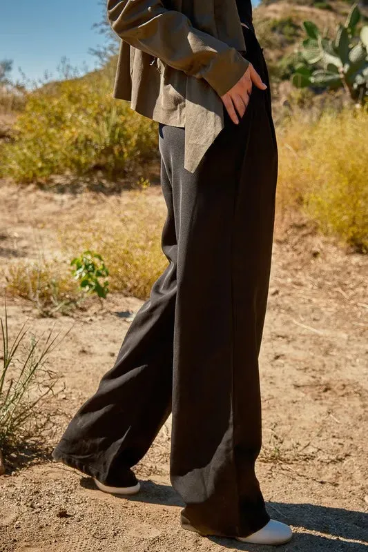 And The Why High Waist Front Pleat Wide Legs Pants