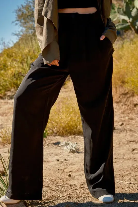 And The Why High Waist Front Pleat Wide Legs Pants