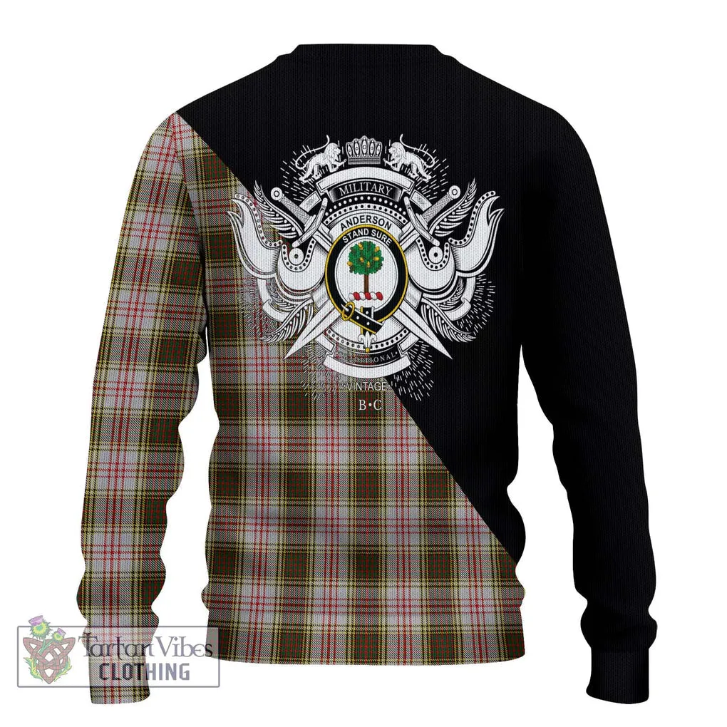 Anderson Dress Tartan Ugly Sweater with Family Crest and Military Logo Style