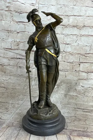 Art Decor Classic Roman Greek Warrior Bronze Sculpture Gold Accent Patina