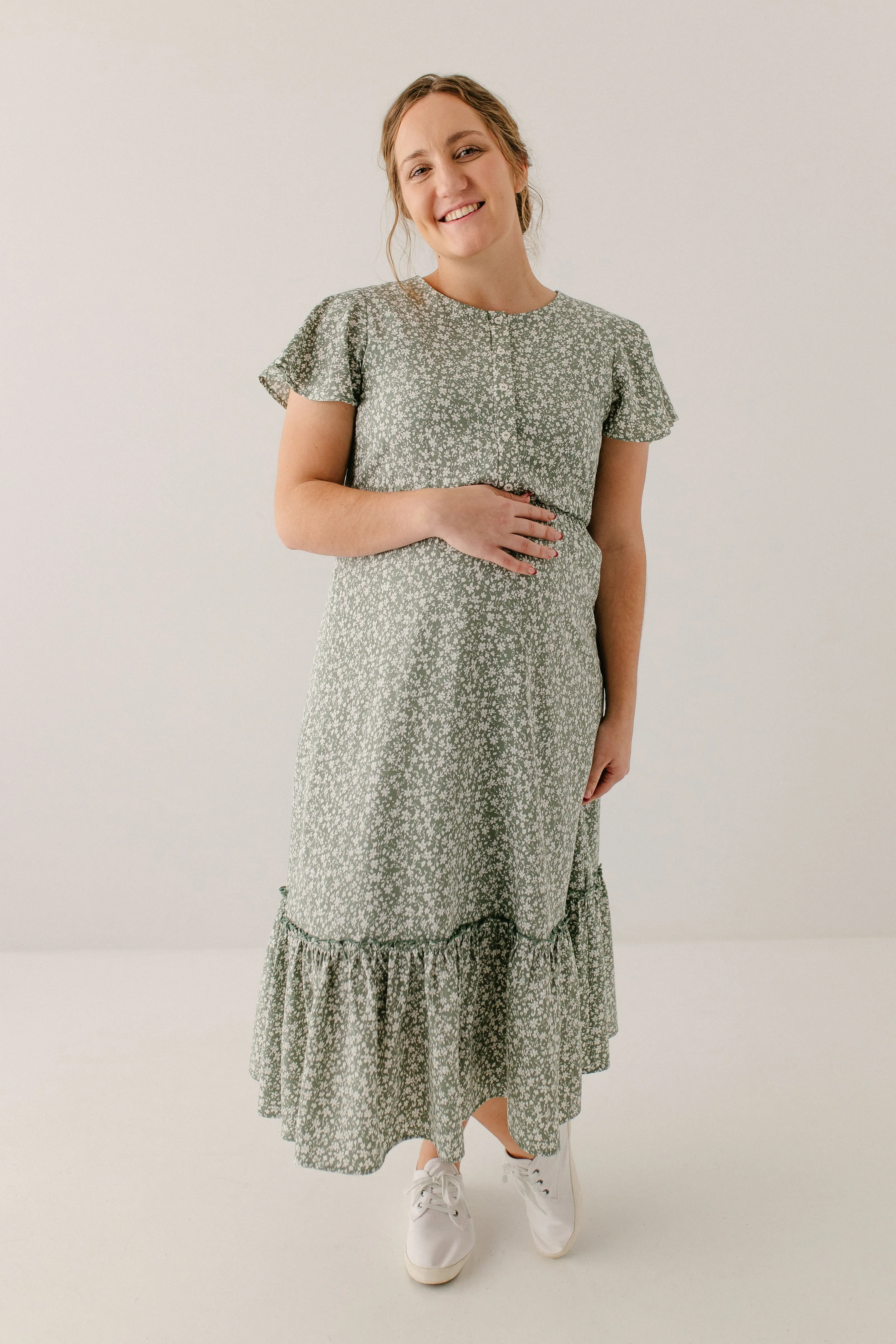 'Ashley' Nursing Friendly Floral Midi Dress