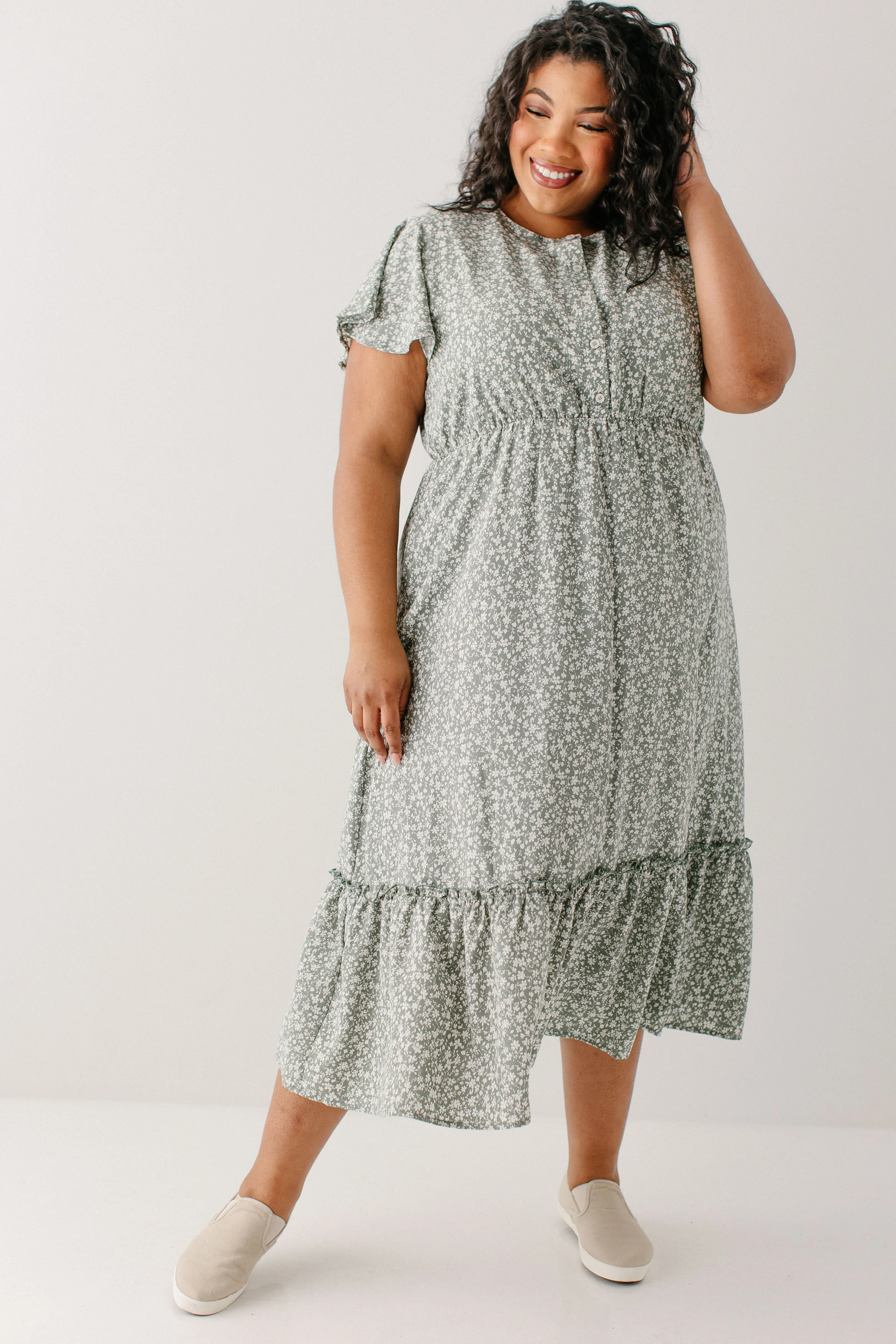 'Ashley' Nursing Friendly Floral Midi Dress