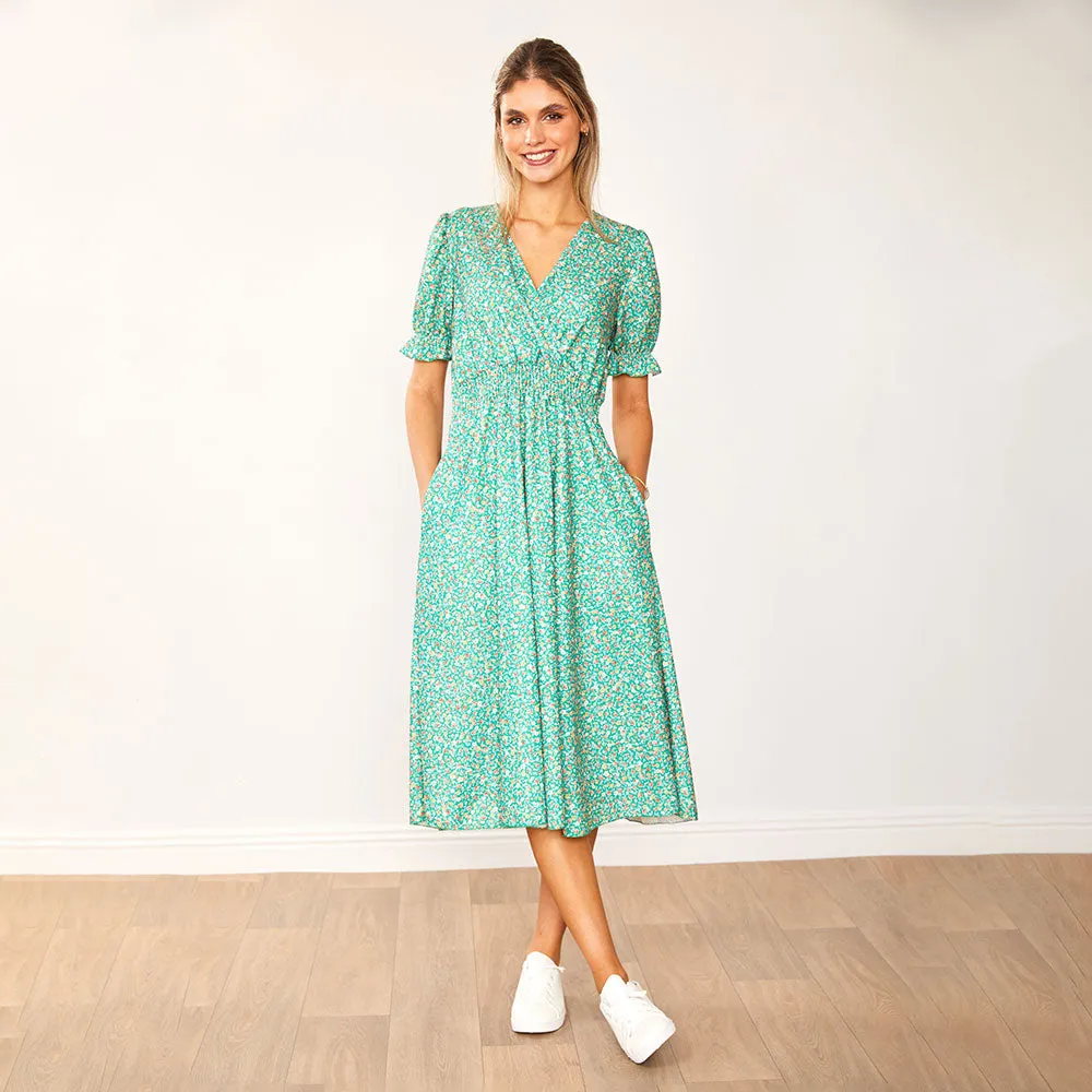 Belle Dress (Green Floral)