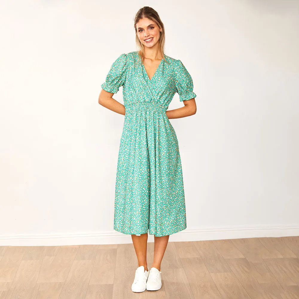 Belle Dress (Green Floral)