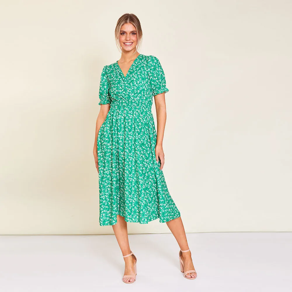 Belle Dress (Green Floral)
