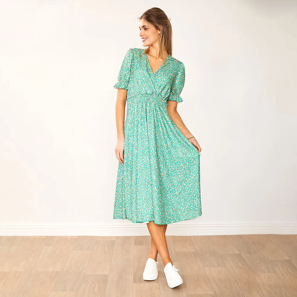 Belle Dress (Green Floral)
