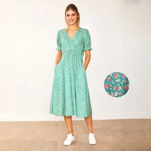 Belle Dress (Green Floral)