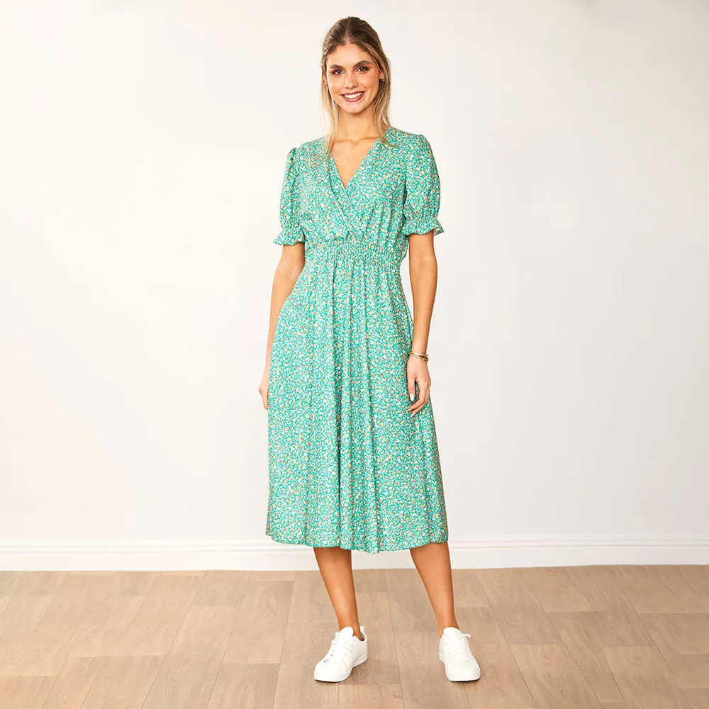 Belle Dress (Green Floral)