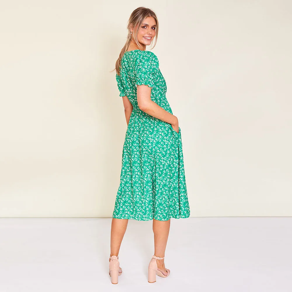 Belle Dress (Green Floral)