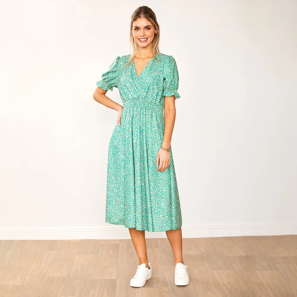 Belle Dress (Green Floral)