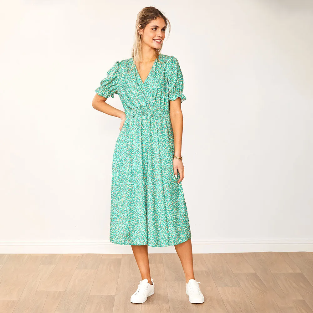 Belle Dress (Green Floral)