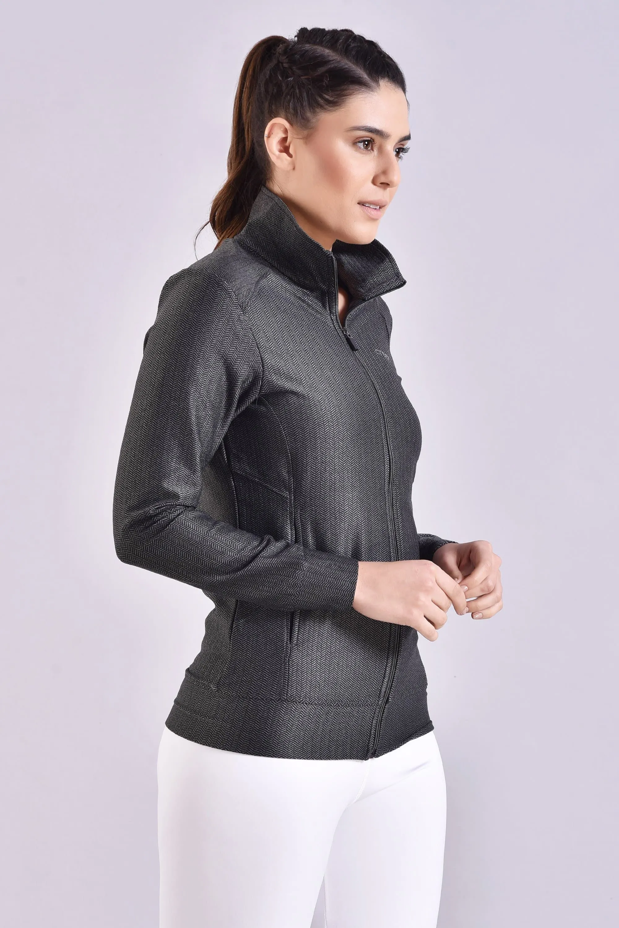 Black Herringbone Women's Jacket