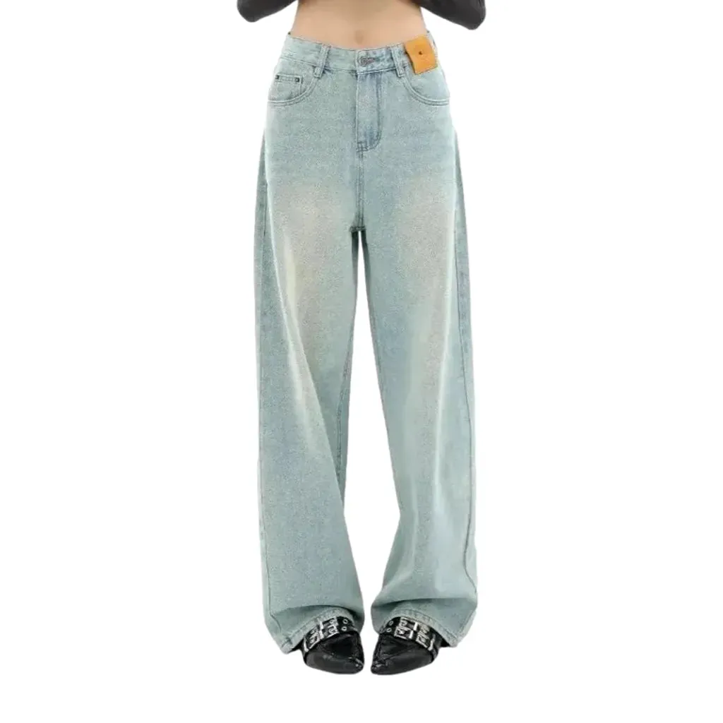 Boho high waist jeans for ladies