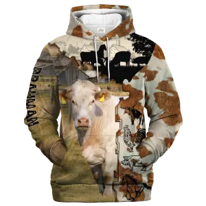Brahman Fur Pattern On The Farm Hoodie, Cow Hoodie For Men Women, Farm Gift