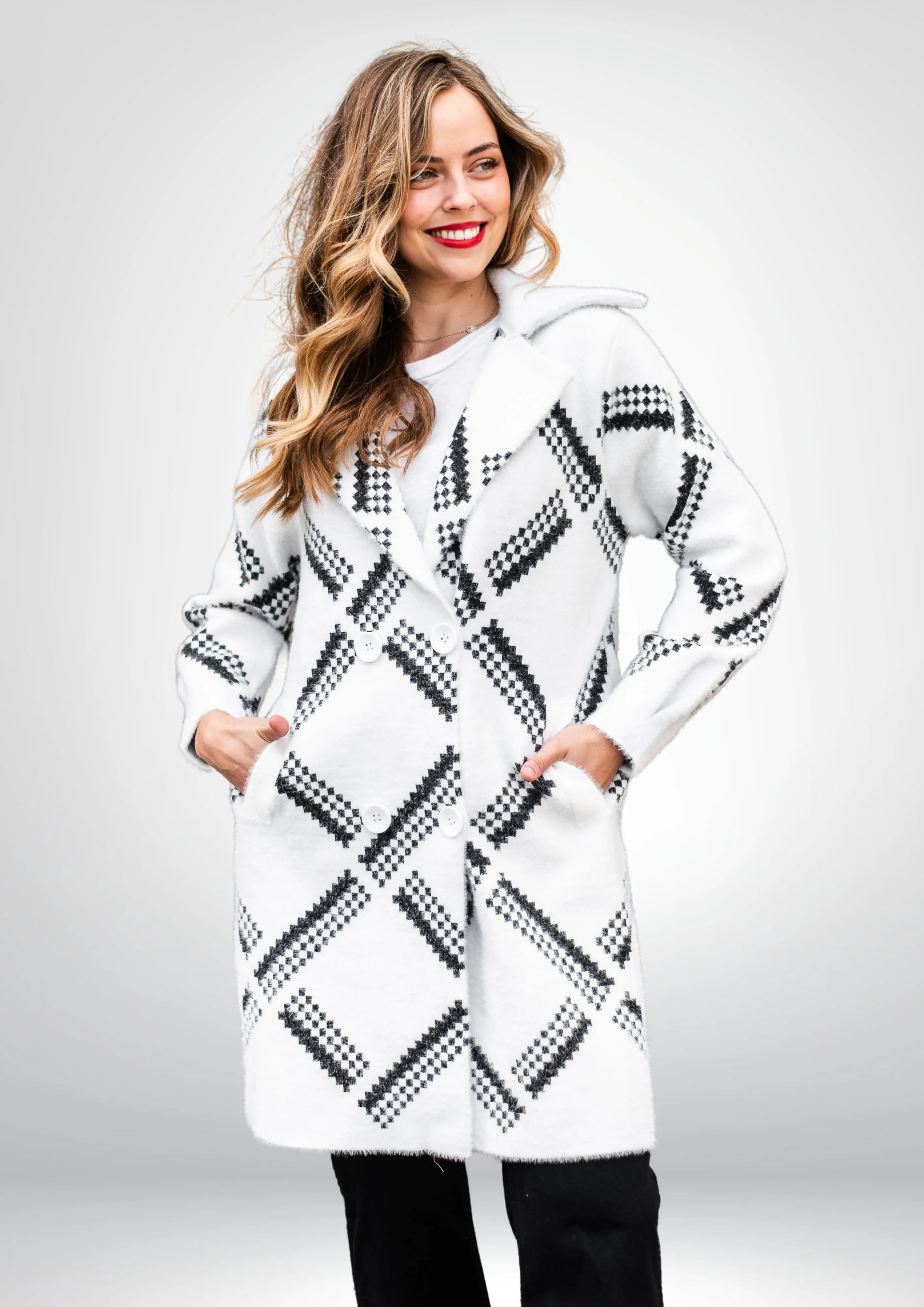Brooke Soft Coatigan | Blk- Wht
