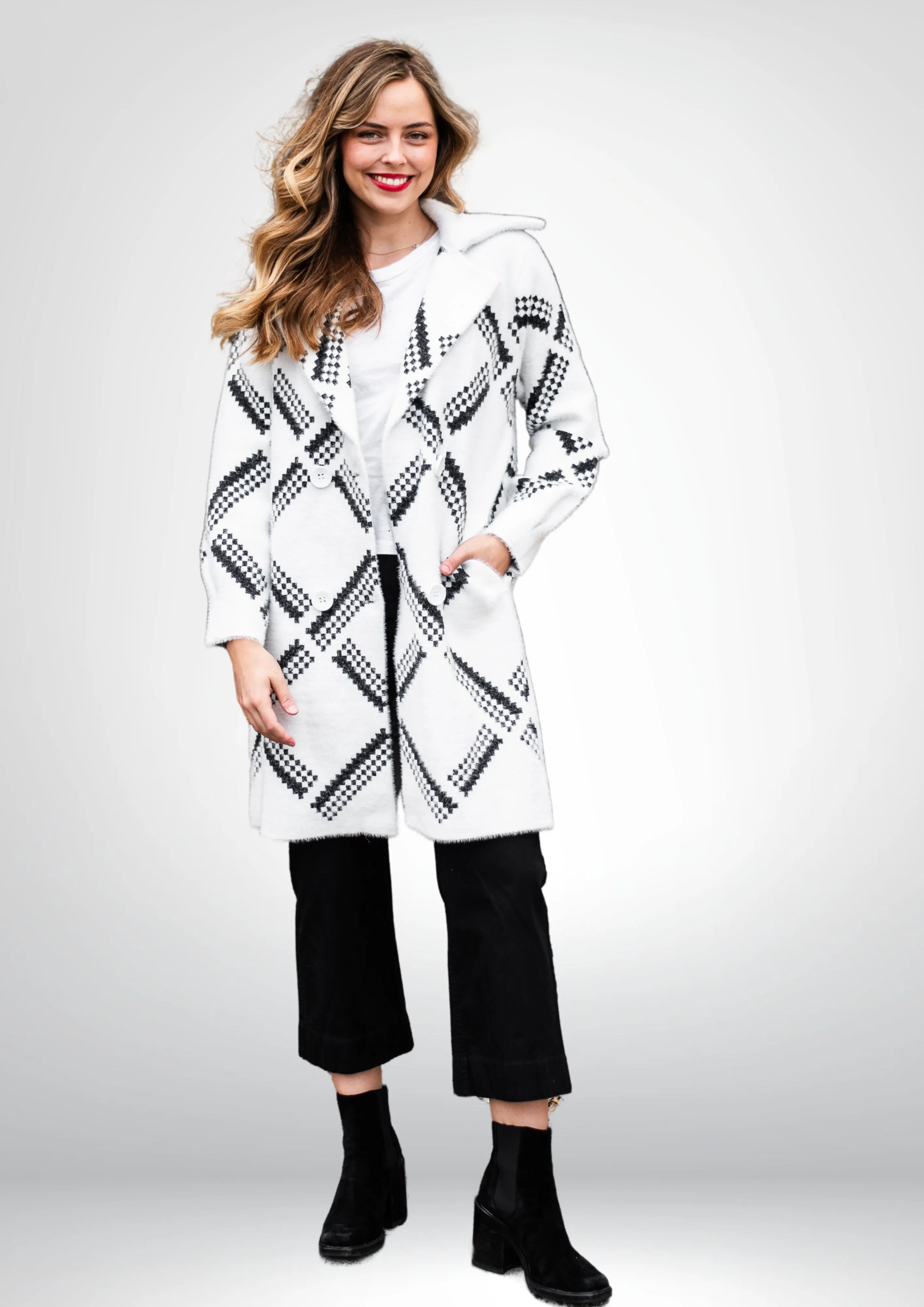 Brooke Soft Coatigan | Blk- Wht