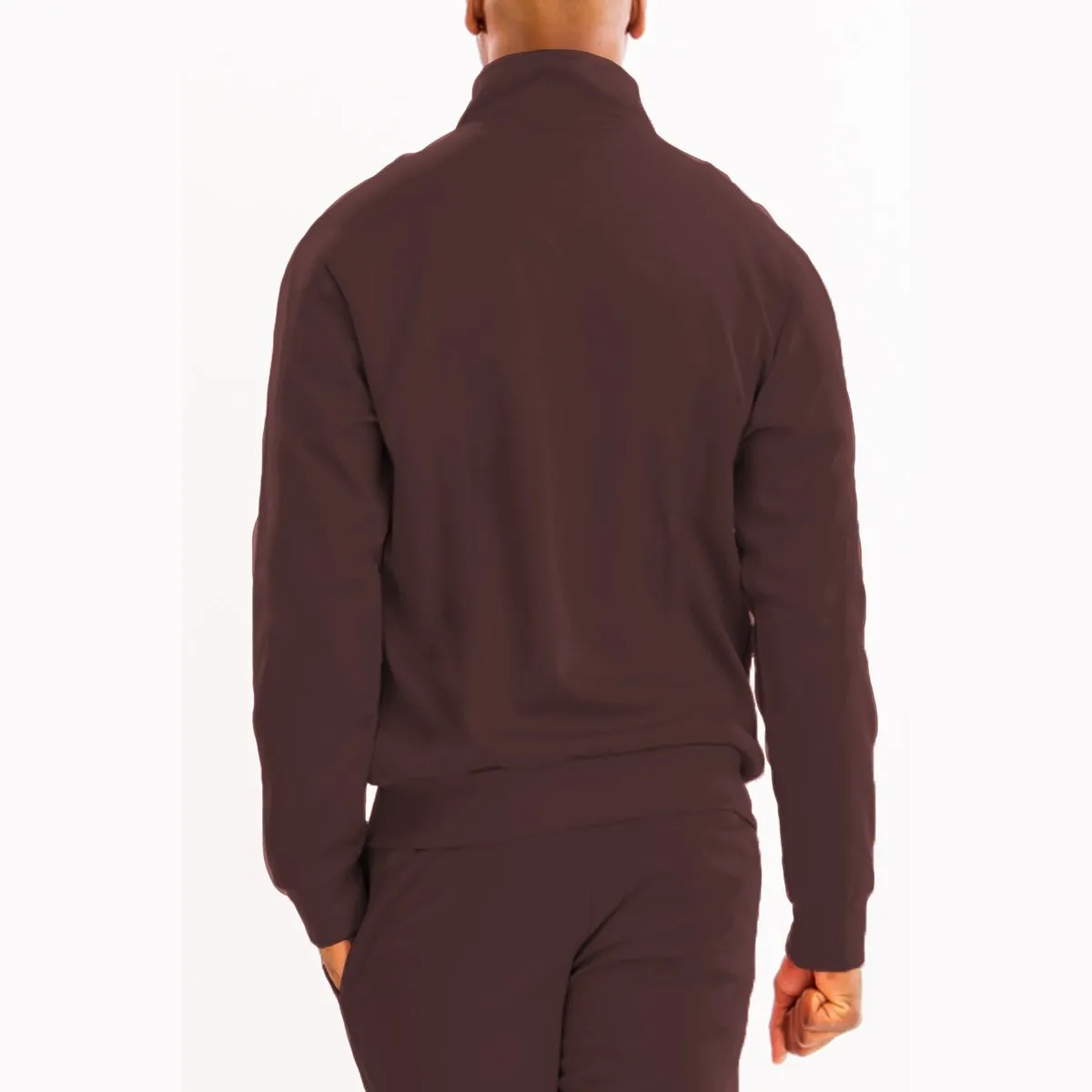 Brown Basic Solid Track Jacket