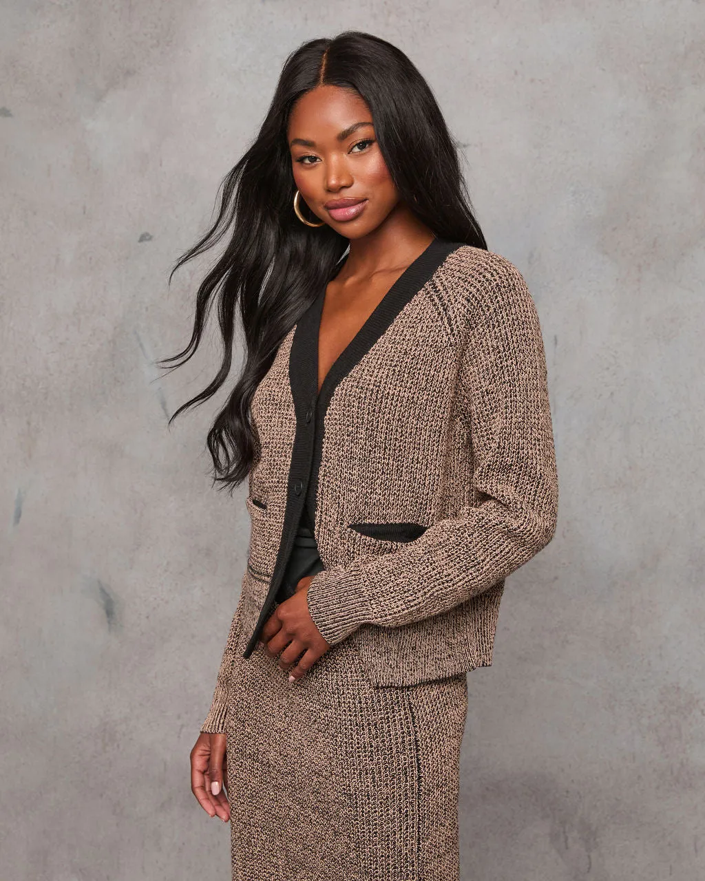 Business Only Contrast Trim Knit Cardigan
