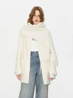 Button Closure Scarf Coat