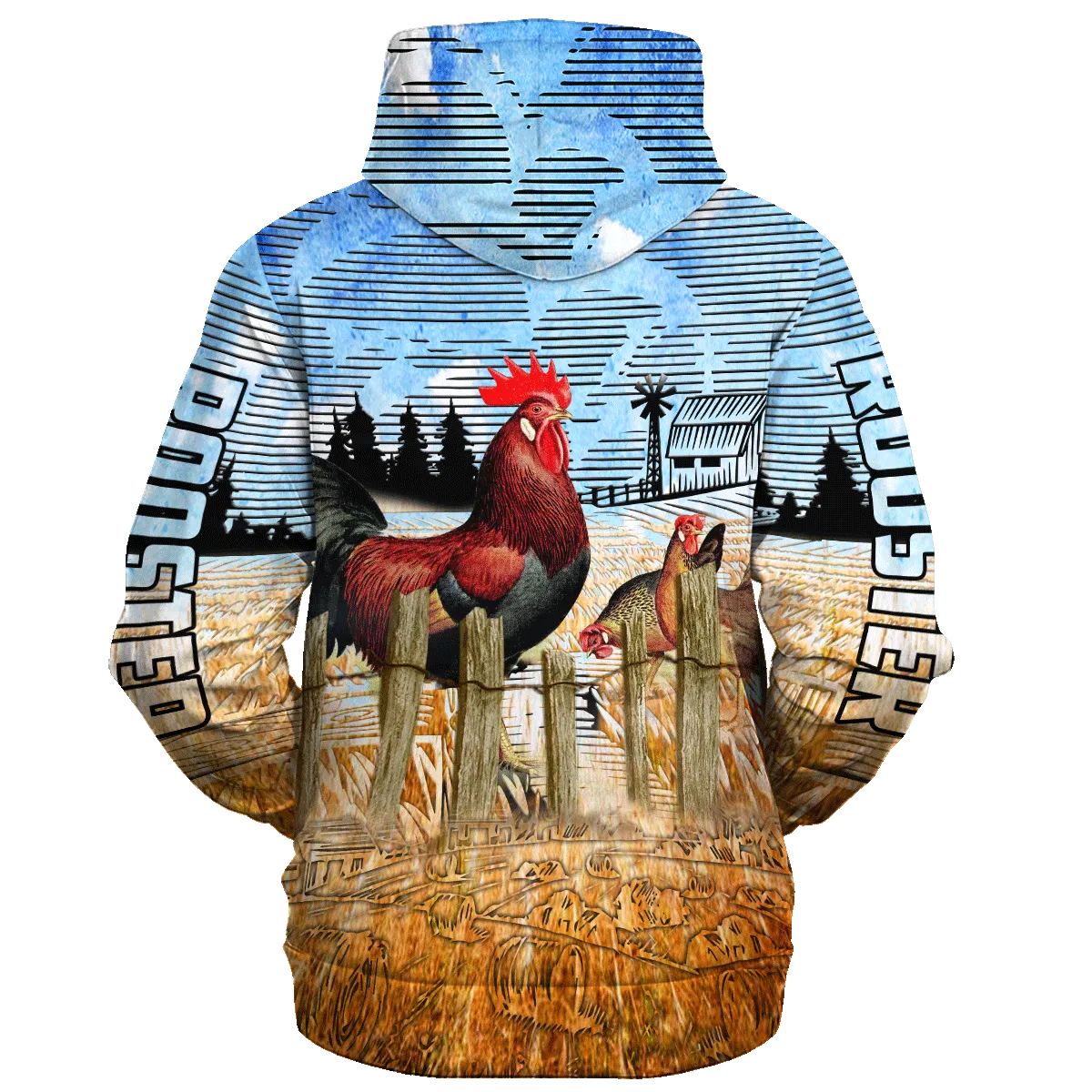 Chicken In The Fence Hoodie, Rooster 3D Print On Hoodie