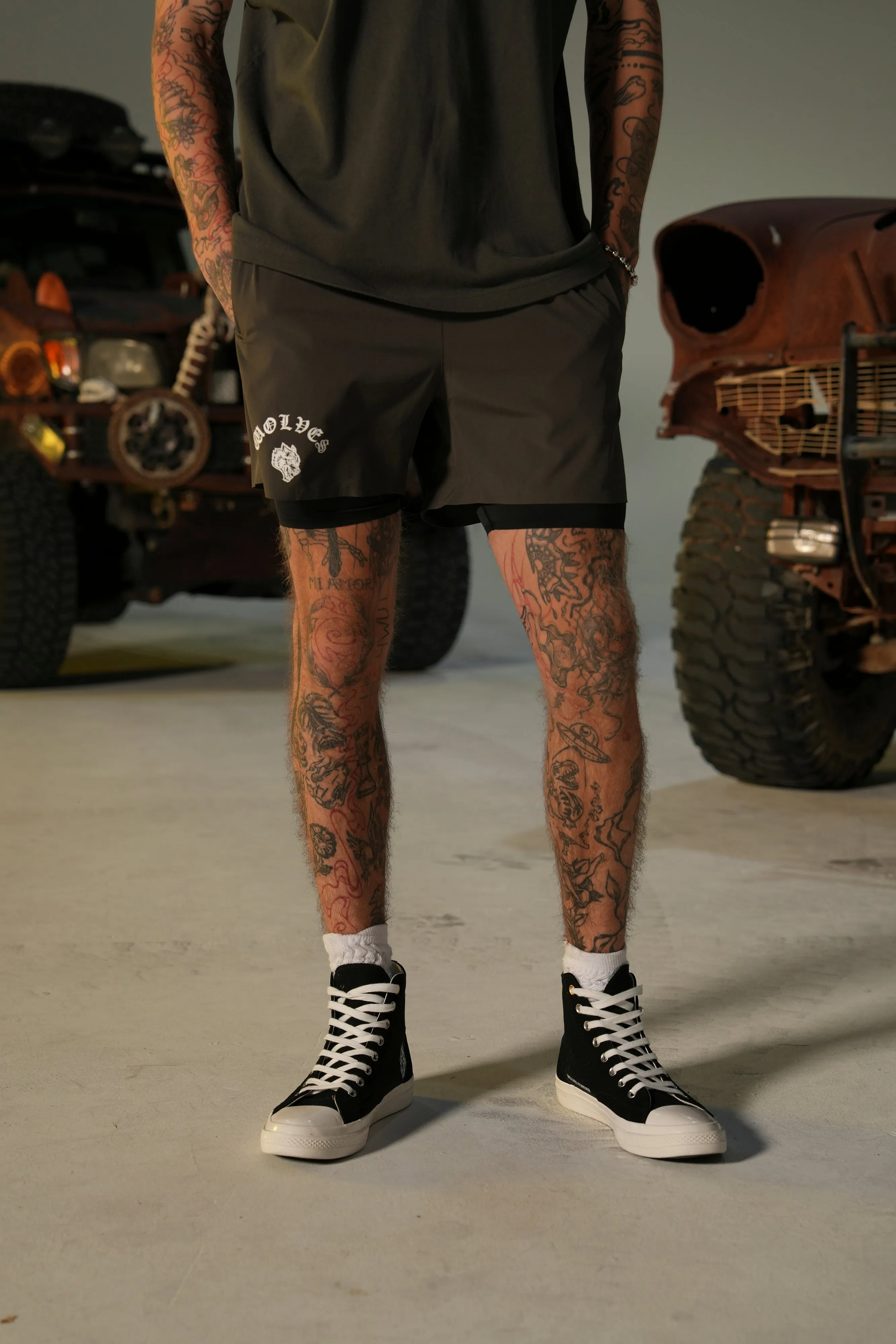Chopper Wolf Compression Shorts in Wolf Gray