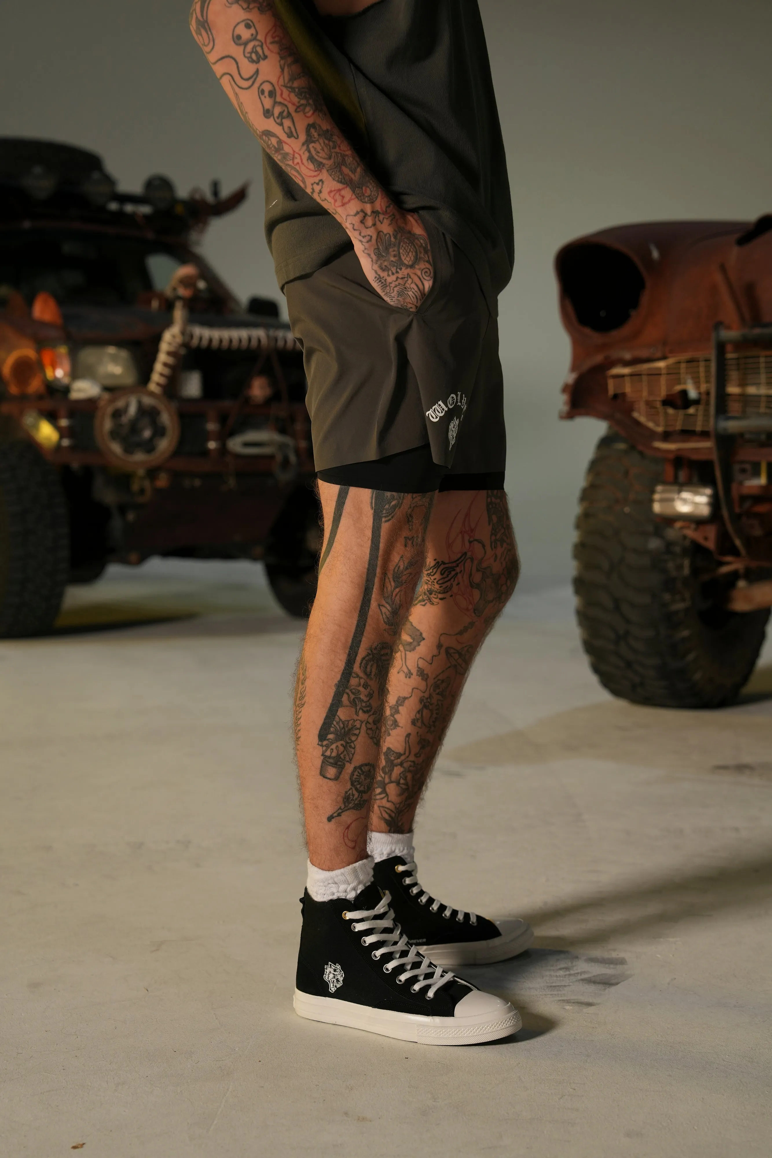 Chopper Wolf Compression Shorts in Wolf Gray