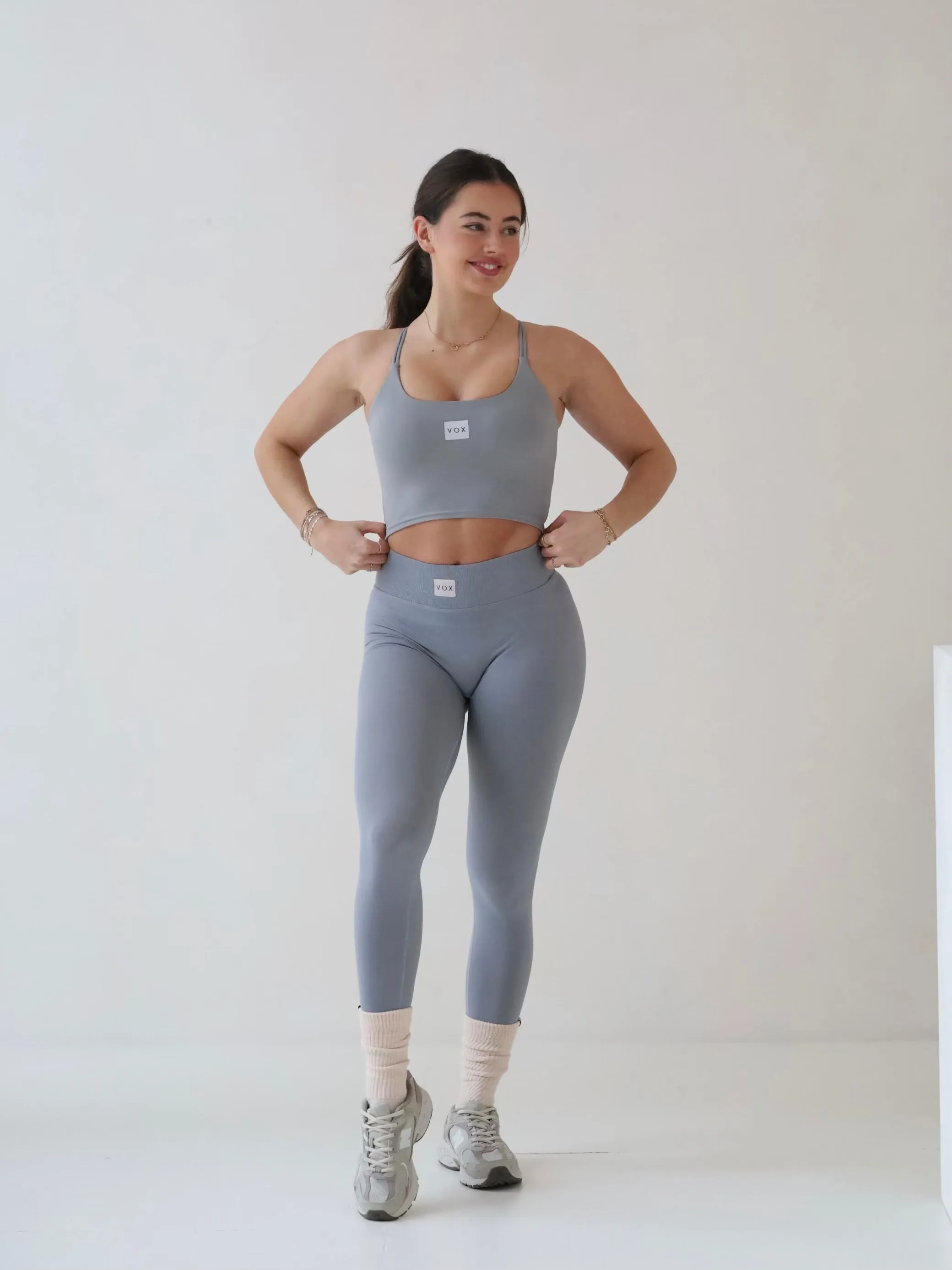 Core Crop Tank in Granite