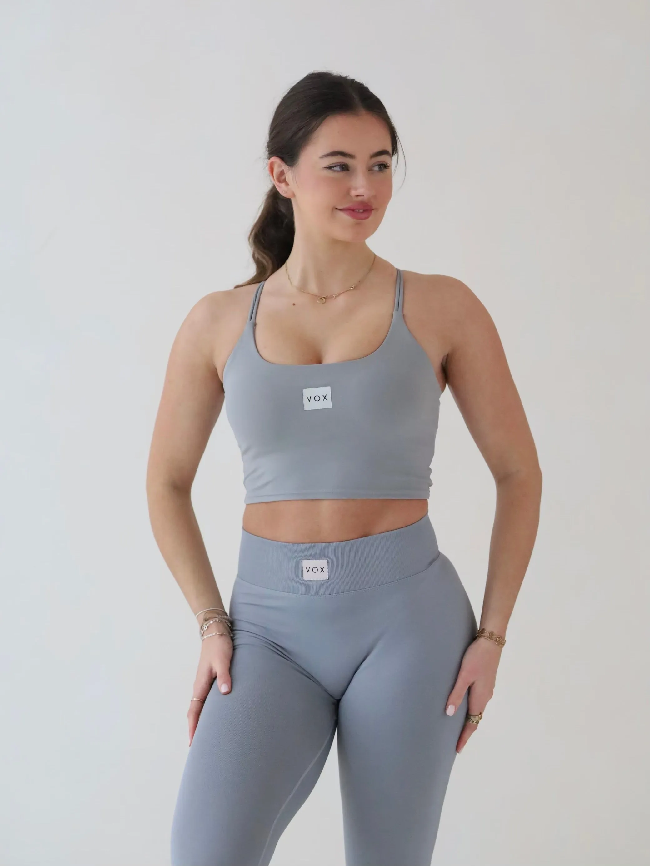 Core Crop Tank in Granite