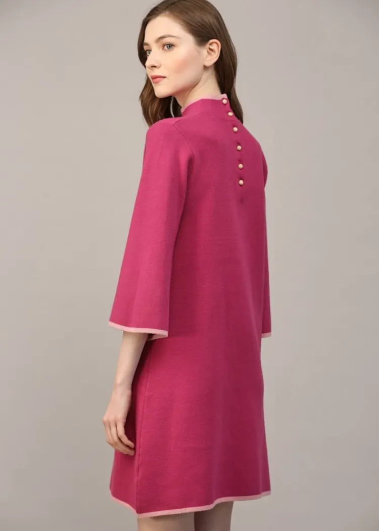 Faith Mockneck Sweater Dress- Berry