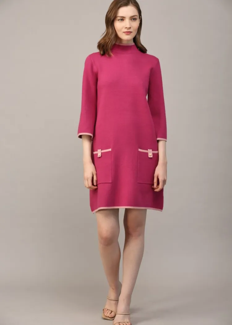 Faith Mockneck Sweater Dress- Berry