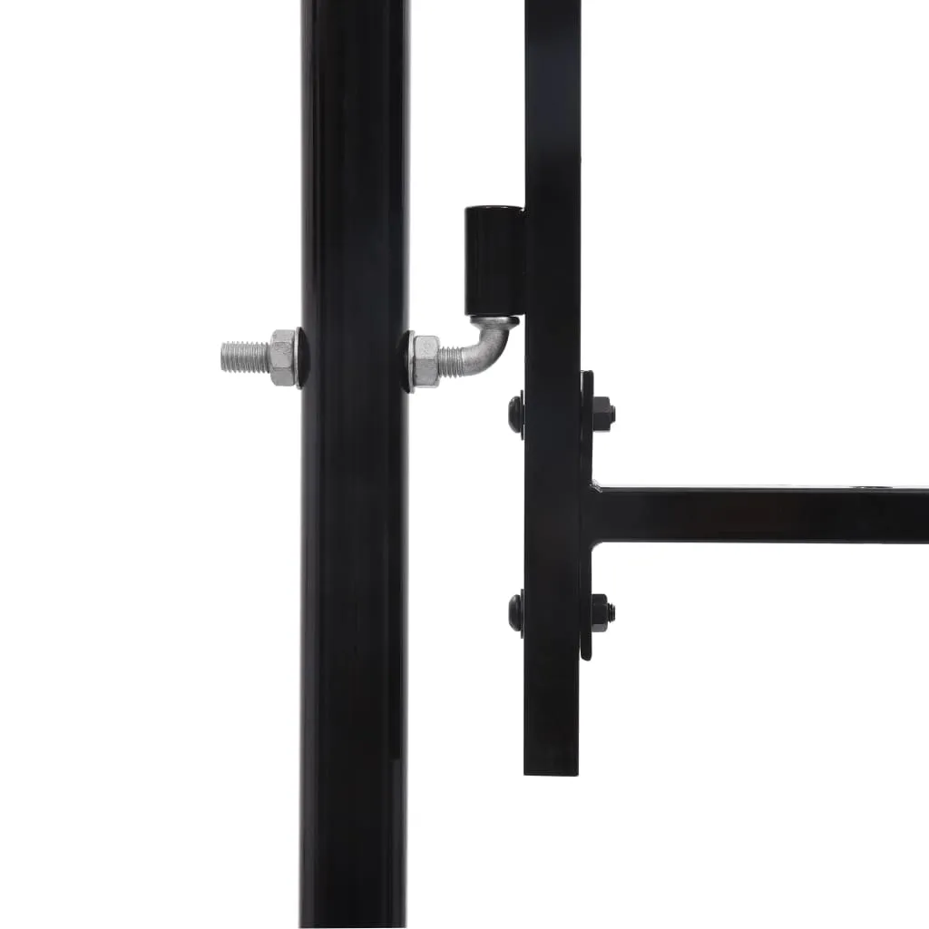 Fence Gate Single Door with Arched Top Steel 1x1.75 m Black