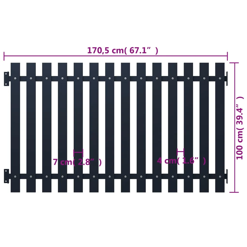 Fence Panel Anthracite 170.5x100 cm Powder-coated Steel