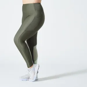 Fitness leggings 7/8 plus size with smartphone pocket - black DOMYOS black