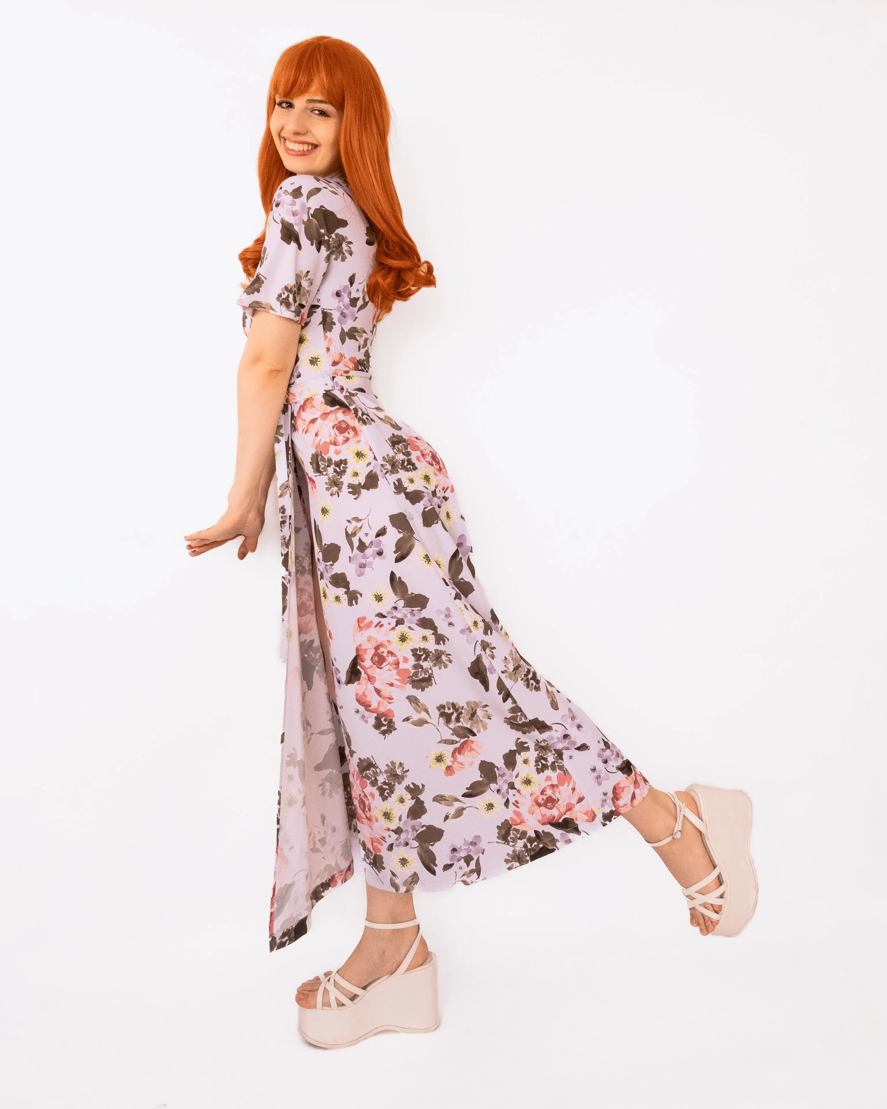 French Connection Armoise Crepe Floral Maxi Wrap Lavender