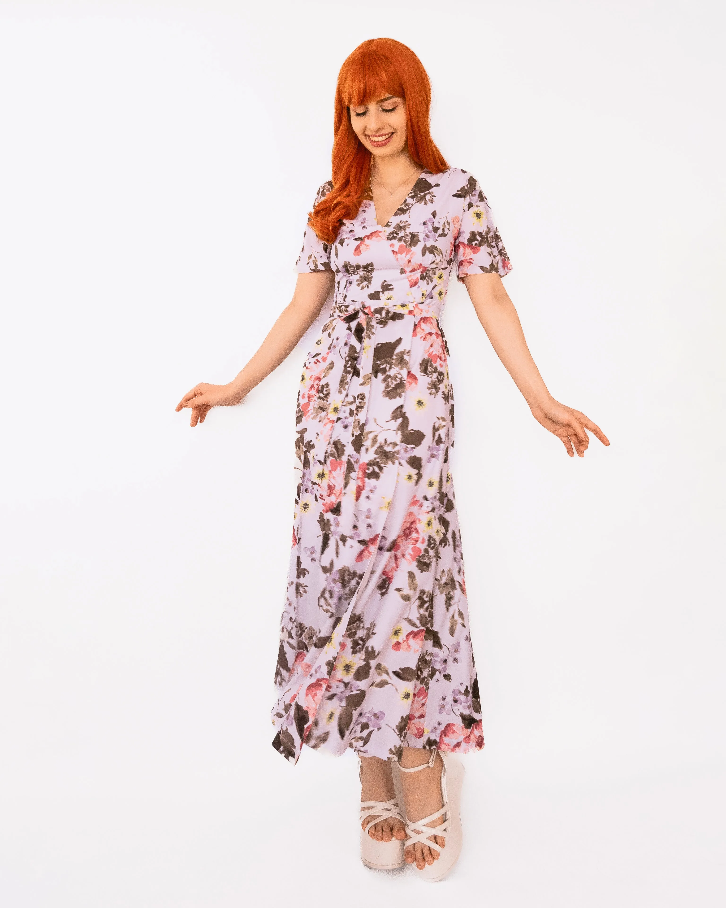 French Connection Armoise Crepe Floral Maxi Wrap Lavender