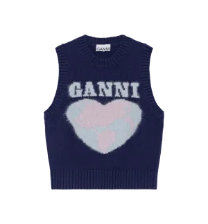 GANNI Heart Wool Mix Vest