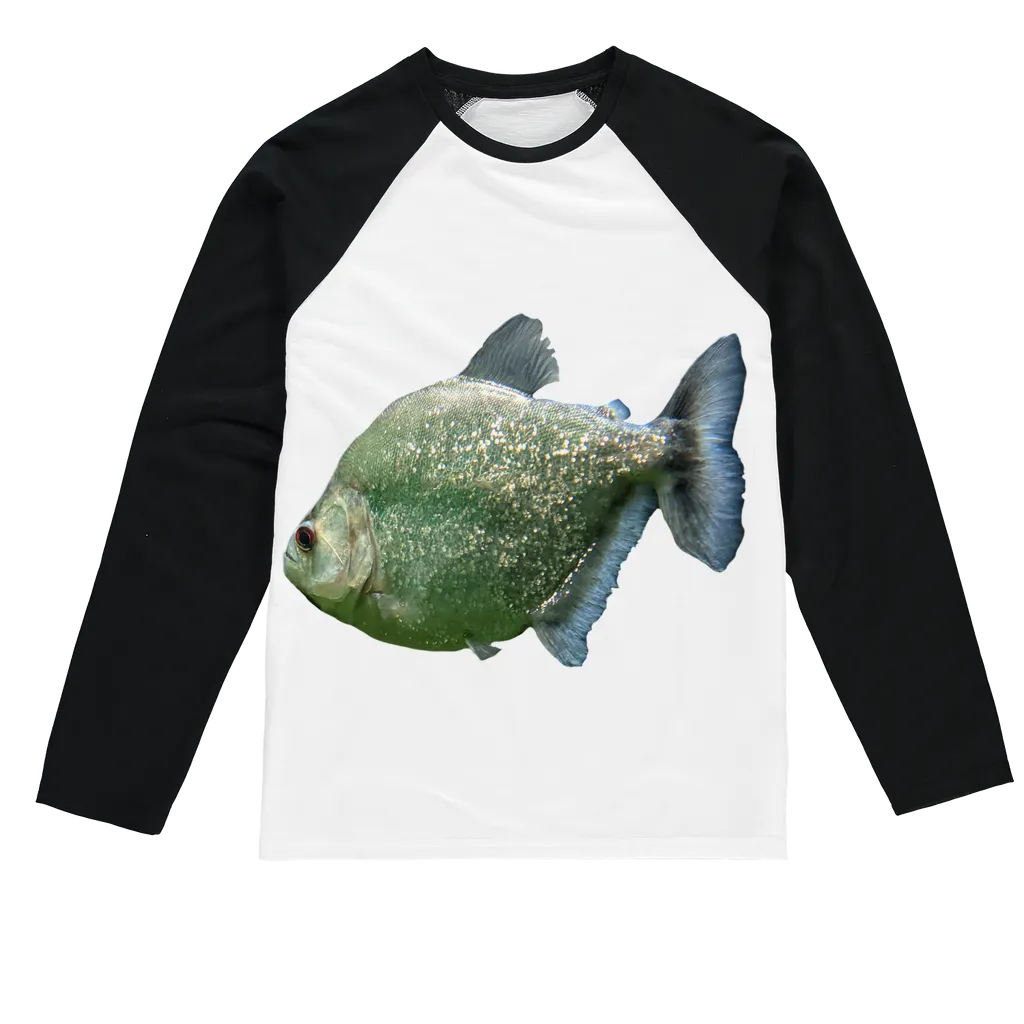 Glitter Green Fish Sublimation Baseball Long Sleeve T-Shirt