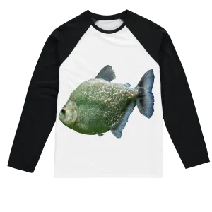 Glitter Green Fish Sublimation Baseball Long Sleeve T-Shirt