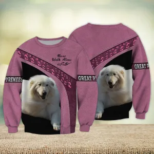 Great Pyrenees Love Pink Never Walk Alone 3D Full Print Sweatshirt Shirts